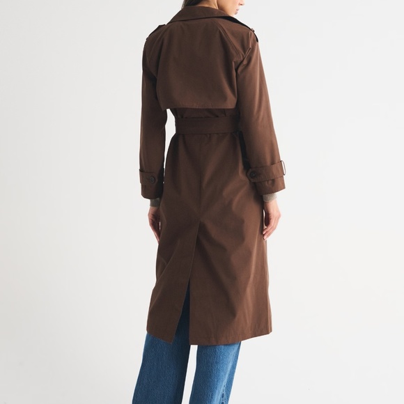 NWT Abercrombie Classic Trench Coat - Brown L - Picture 2 of 8